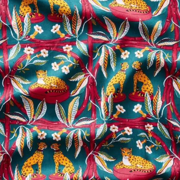 Printfresh Royal Cheetah Satin Rittenhouse PJ Set Ruby/Jade size LARGE - Picture 4 of 4